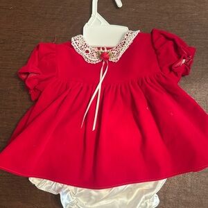 EUC Red Velvet dress - 0-6 months/NB